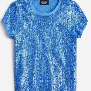 NWOT J Crew Collection sequin cap-sleeve cropped sweater T-shirt SIZE MEDIUM